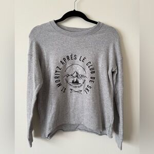 American Eagle Outfitters Gray Ski Club Crewneck Sweater